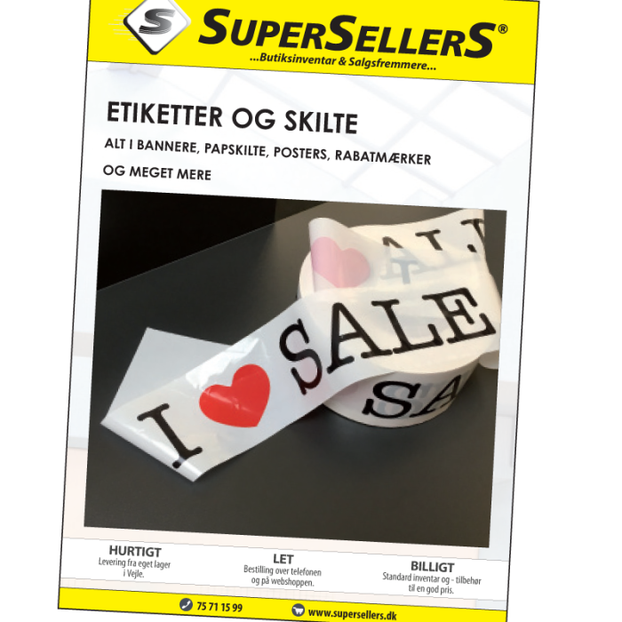 Katalog med etiketter & skilte